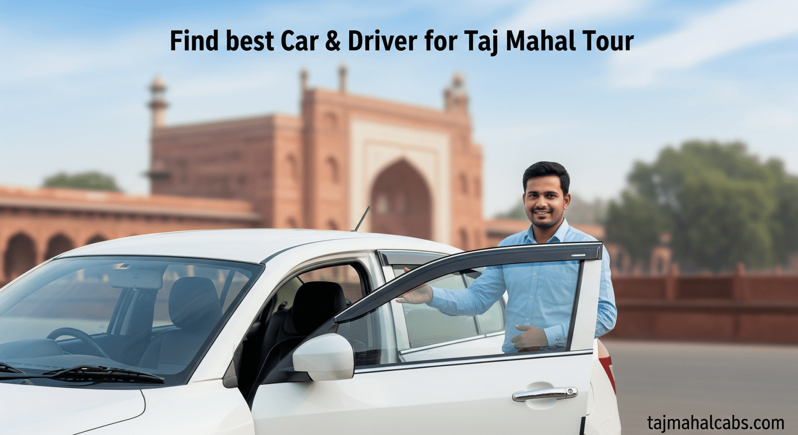 Neat and clean taxi car ready for Agra sightseeing with driver