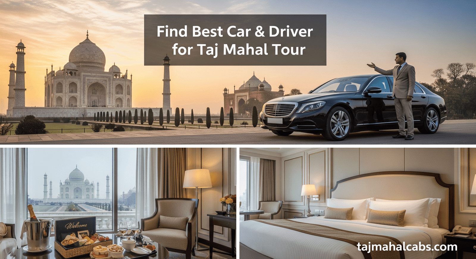 Best Agra tour package with hotel stay near Taj Mahal – luxury car, guide, and 5-star accommodation included.