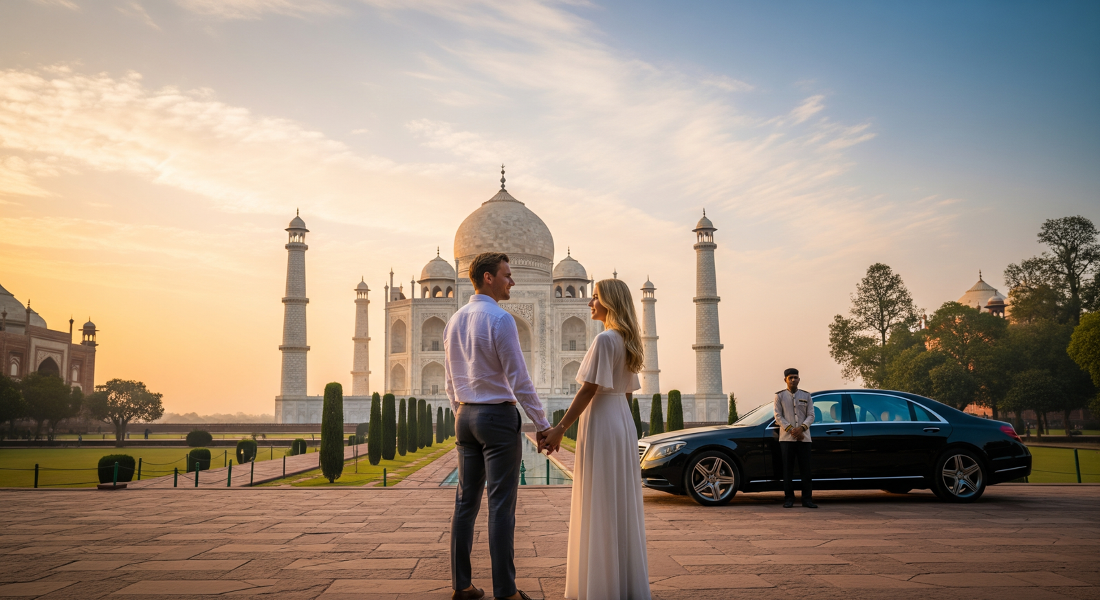 Eindhoven to Taj Mahal private tour with luxury car and sunrise view