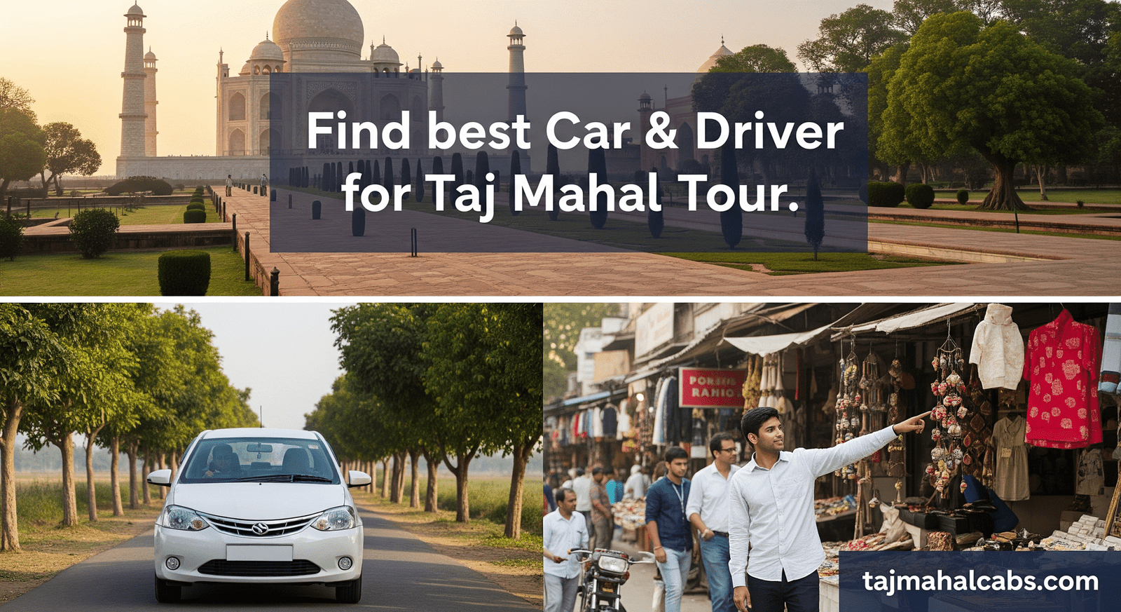 From Delhi to Agra in One Day Unravel the Majestic Taj Mahal with a Scenic Car Tour – private clean car with driver and guide visiting Taj Mahal, Agra Fort, and local markets.