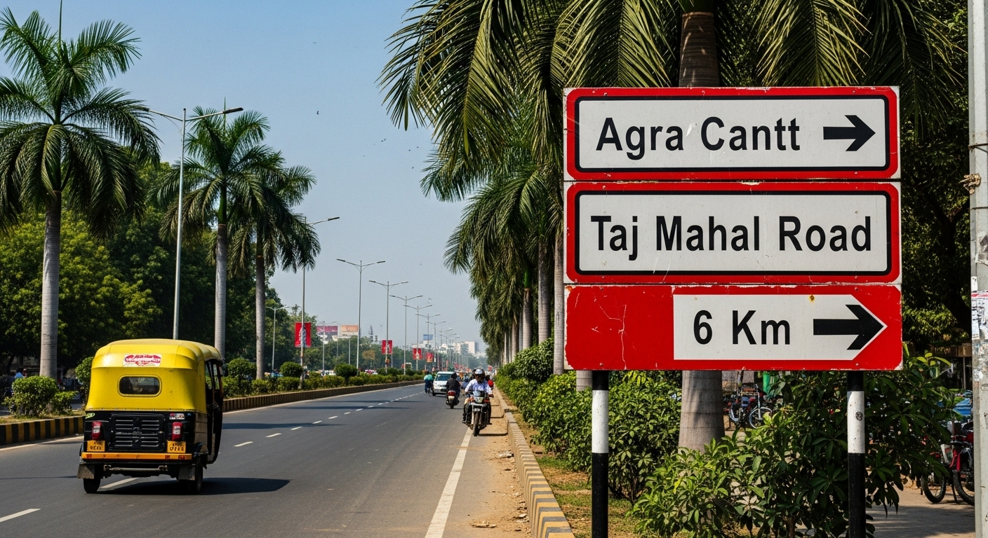 How Much Distance from Agra Cantt to Taj Mahal road photo