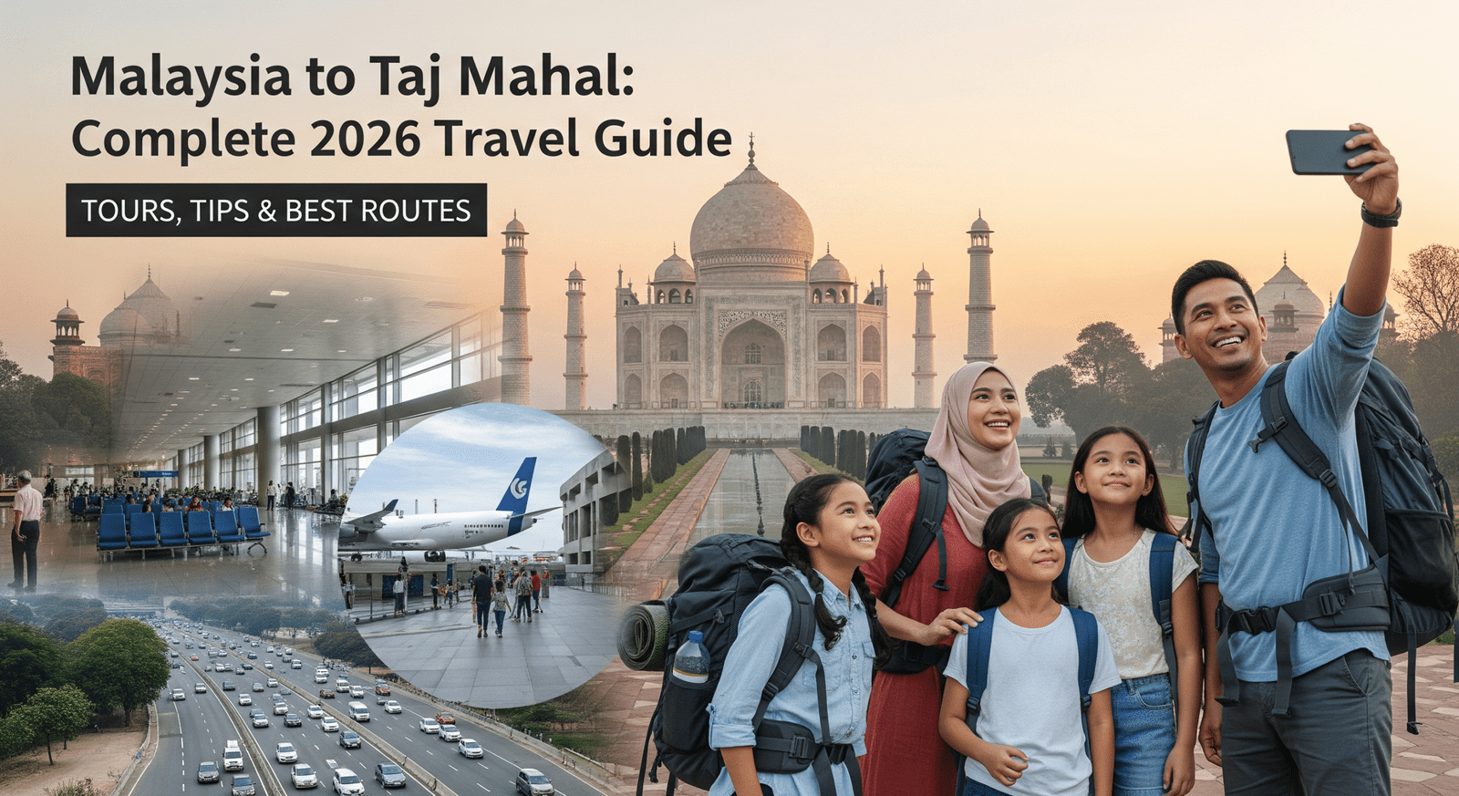 Malaysia to Taj Mahal — Malaysian tourist at the Taj Mahal after traveling via Delhi Airport and Yamuna Expressway.