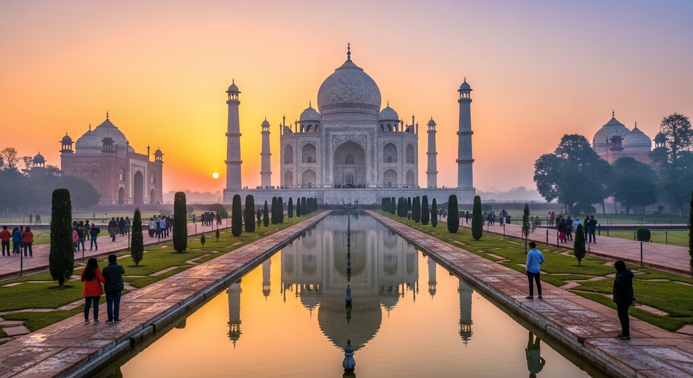 Nearest Airport Near Taj Mahal picture with Taj Mahal and Tourist