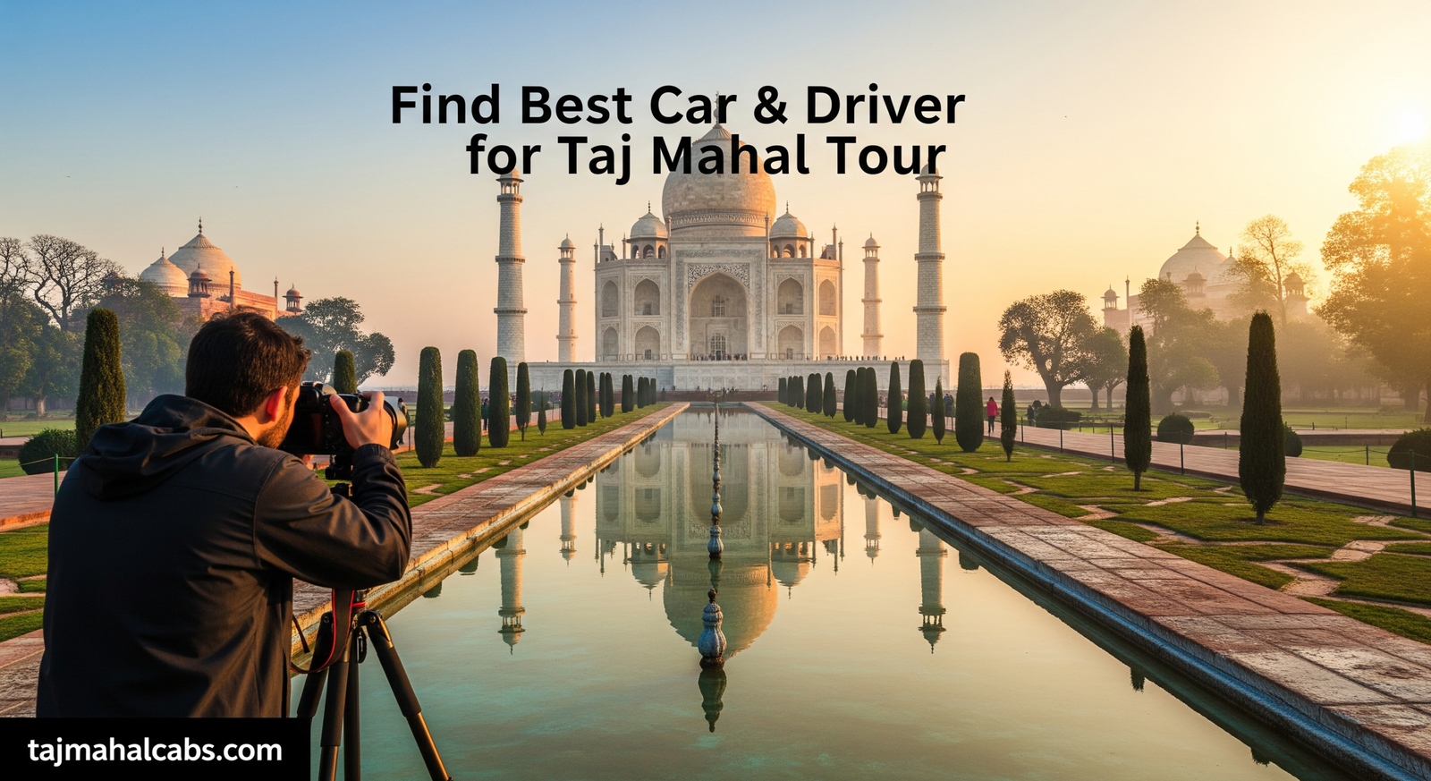 Taj Mahal sunrise photography with golden light and reflections