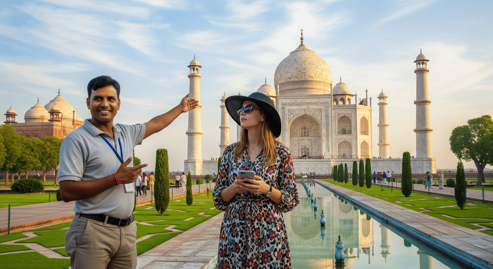 Taj Mahal Tourist Photo with Local Guide and Tourist