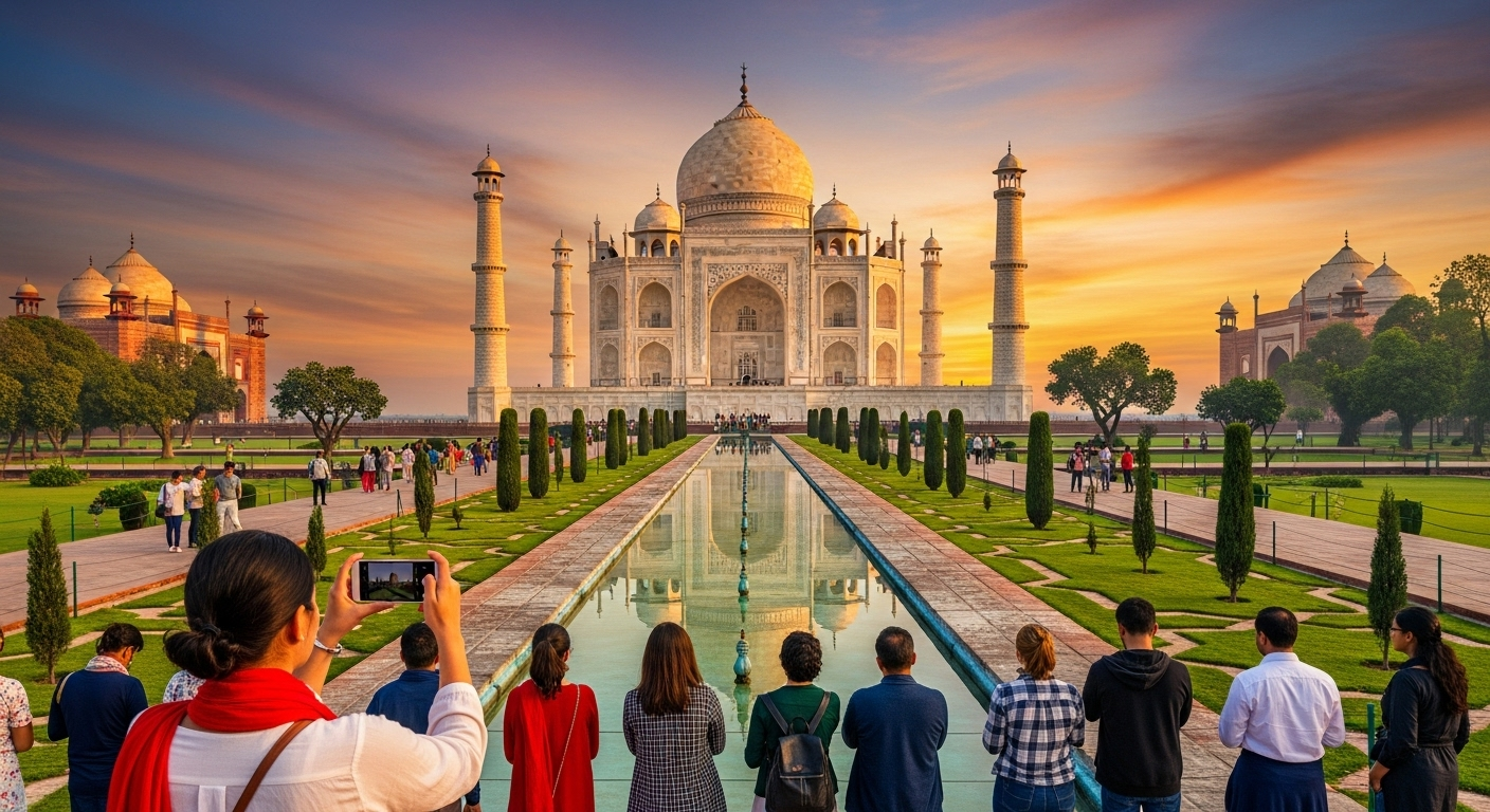 Tour of the Taj Mahal photo with tourist