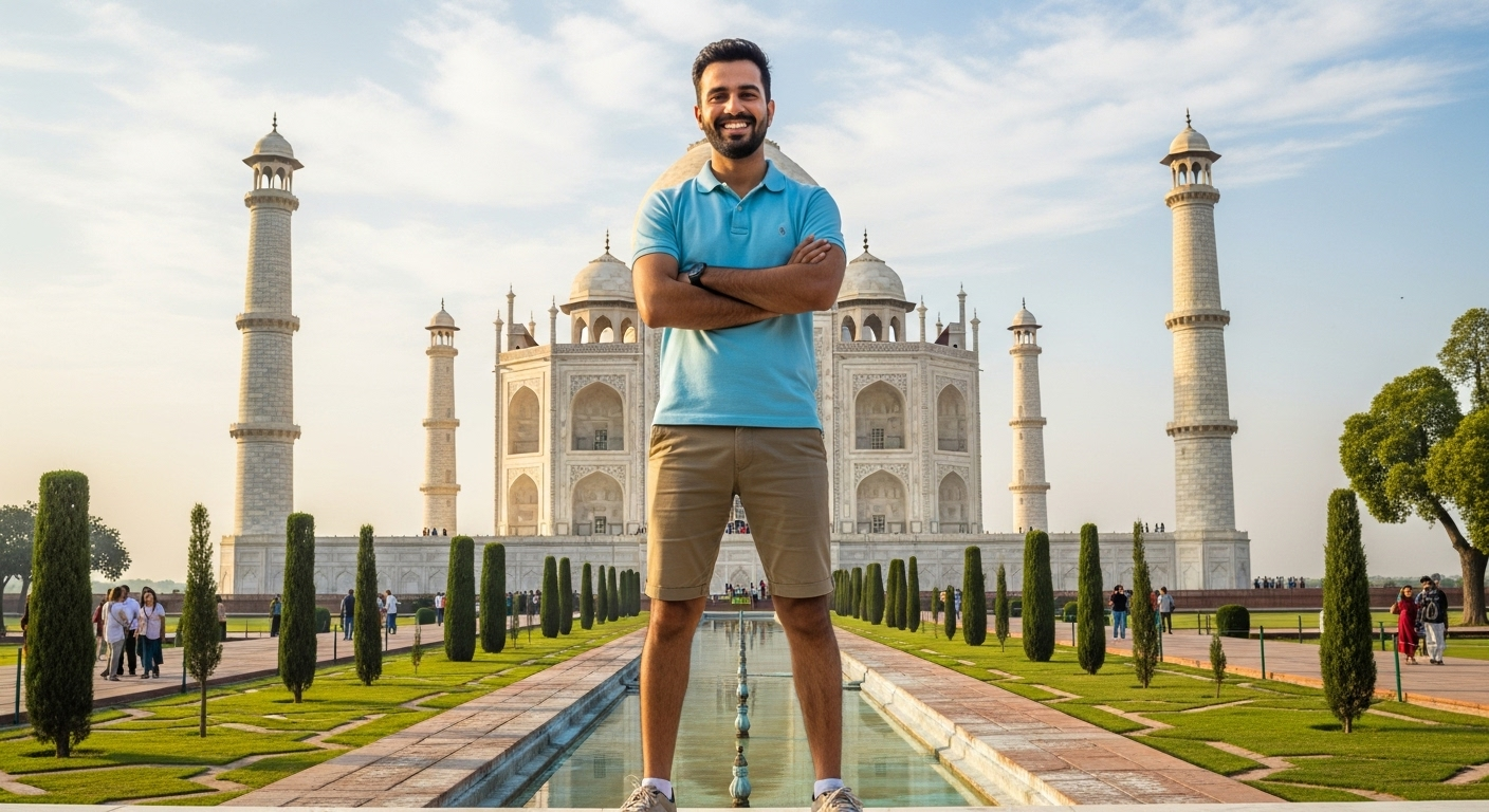 Ultimate One-Day Taj Mahal Trip photo with Indian tourist from Ghaziabad to Agra