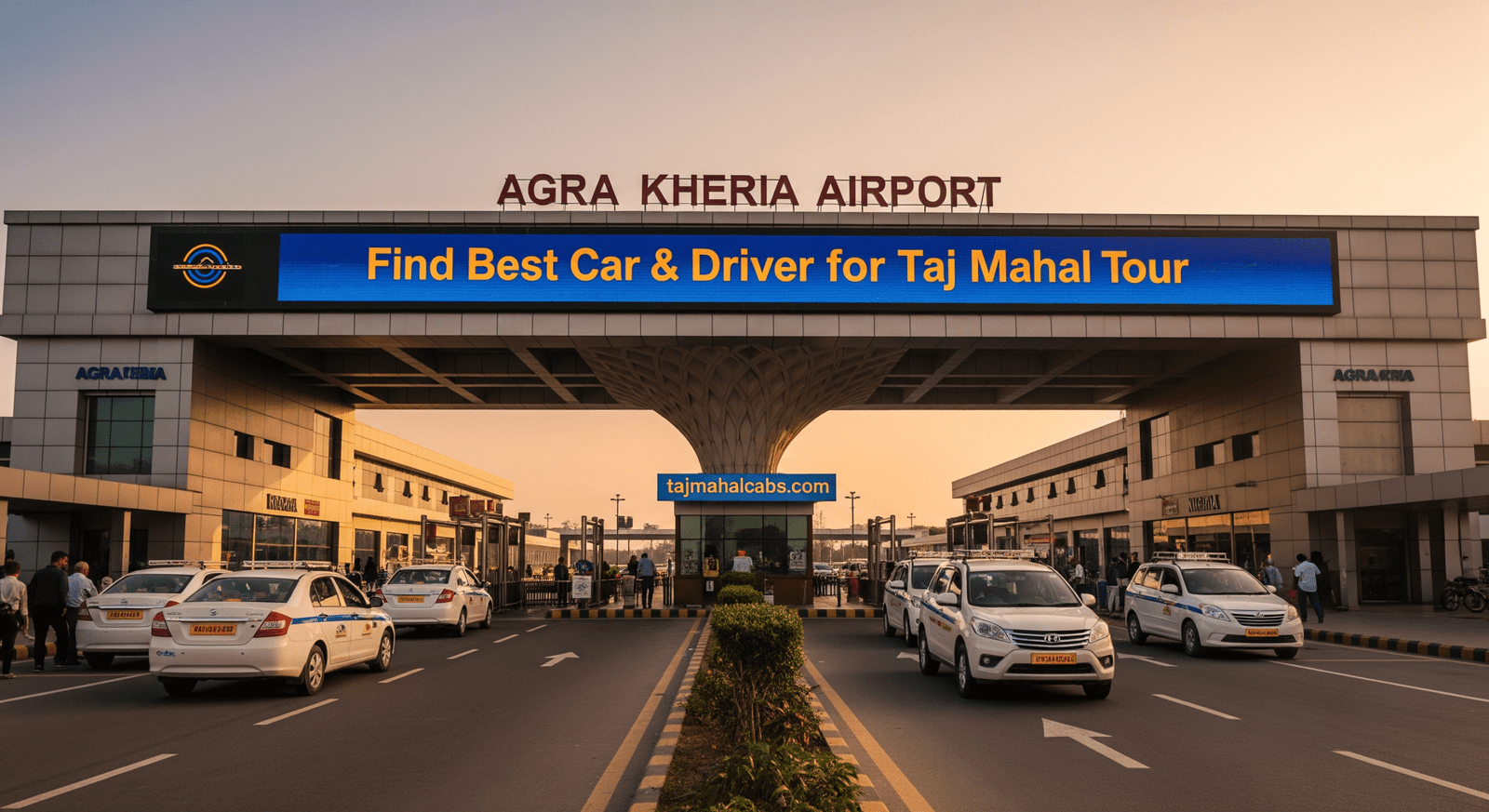 Agra Kheria Airport entrance showing domestic arrivals