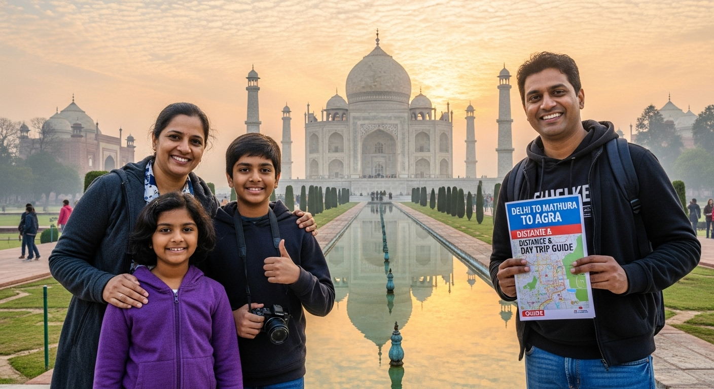 Delhi to Mathura to Agra Distance & Day Trip Guide with South Indian Tourist photo