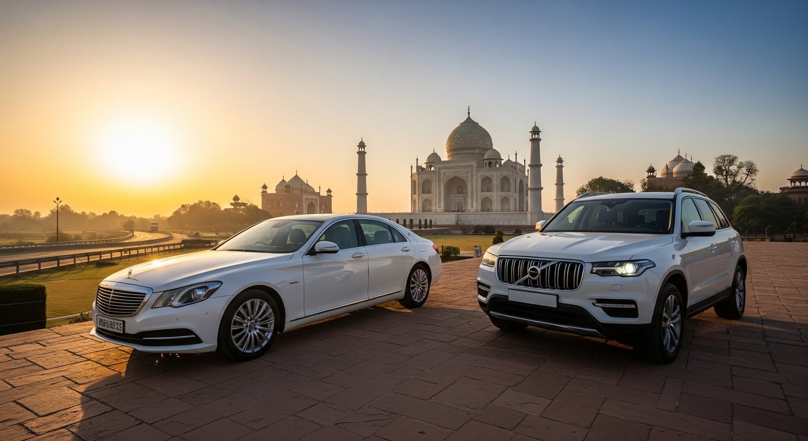 Delhi to Taj Mahal tour cost by cab showing sedan and SUV pricing options for one-day and two-day Agra tours