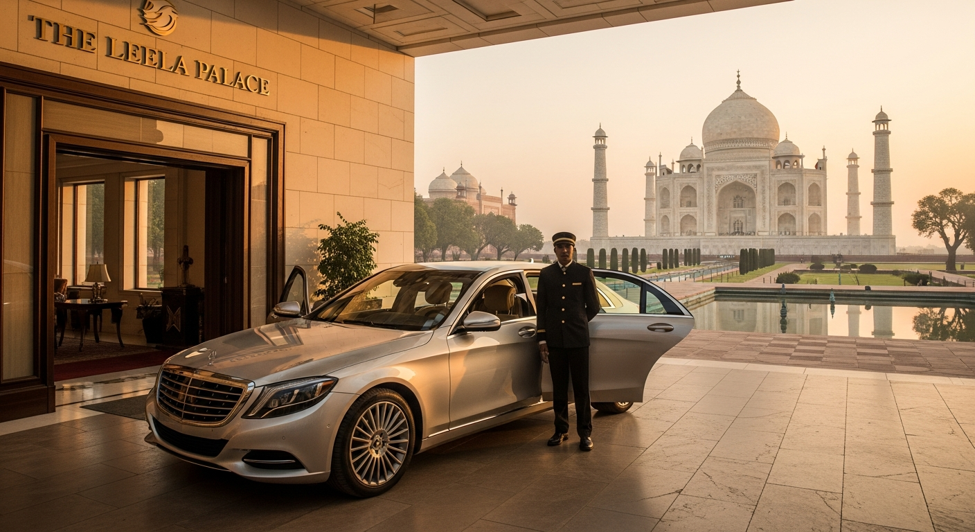 Airport taxi vs hotel transfer in Agra comparison showing travel options for airport pickup and hotel transfer services.