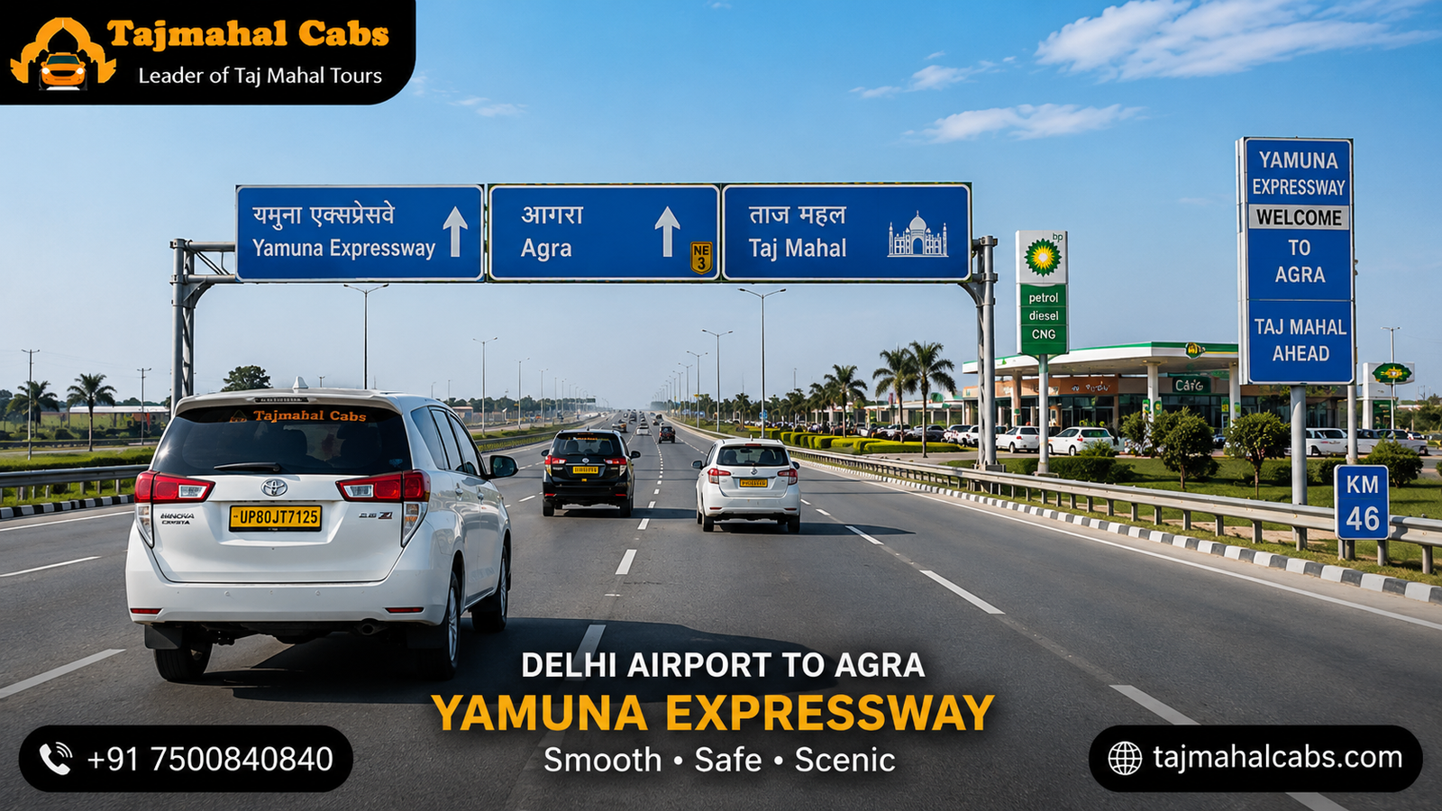 Delhi Airport to Agra Highway Conditions on Yamuna Expressway with Stopover Points