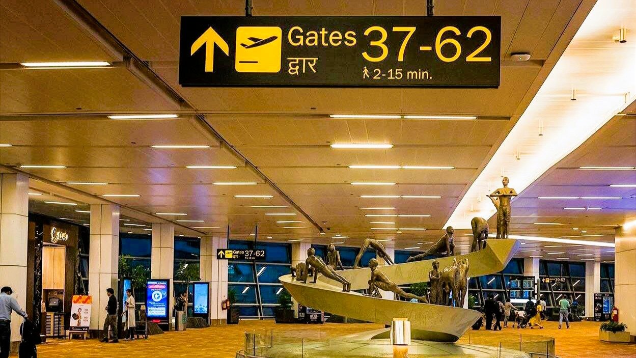 Travelers arriving at Delhi Airport before starting their journey from Delhi Airport to Taj Mahal in Agra