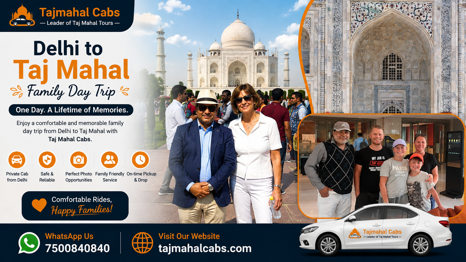 Delhi to Taj Mahal family day trip with Taj Mahal Cabs