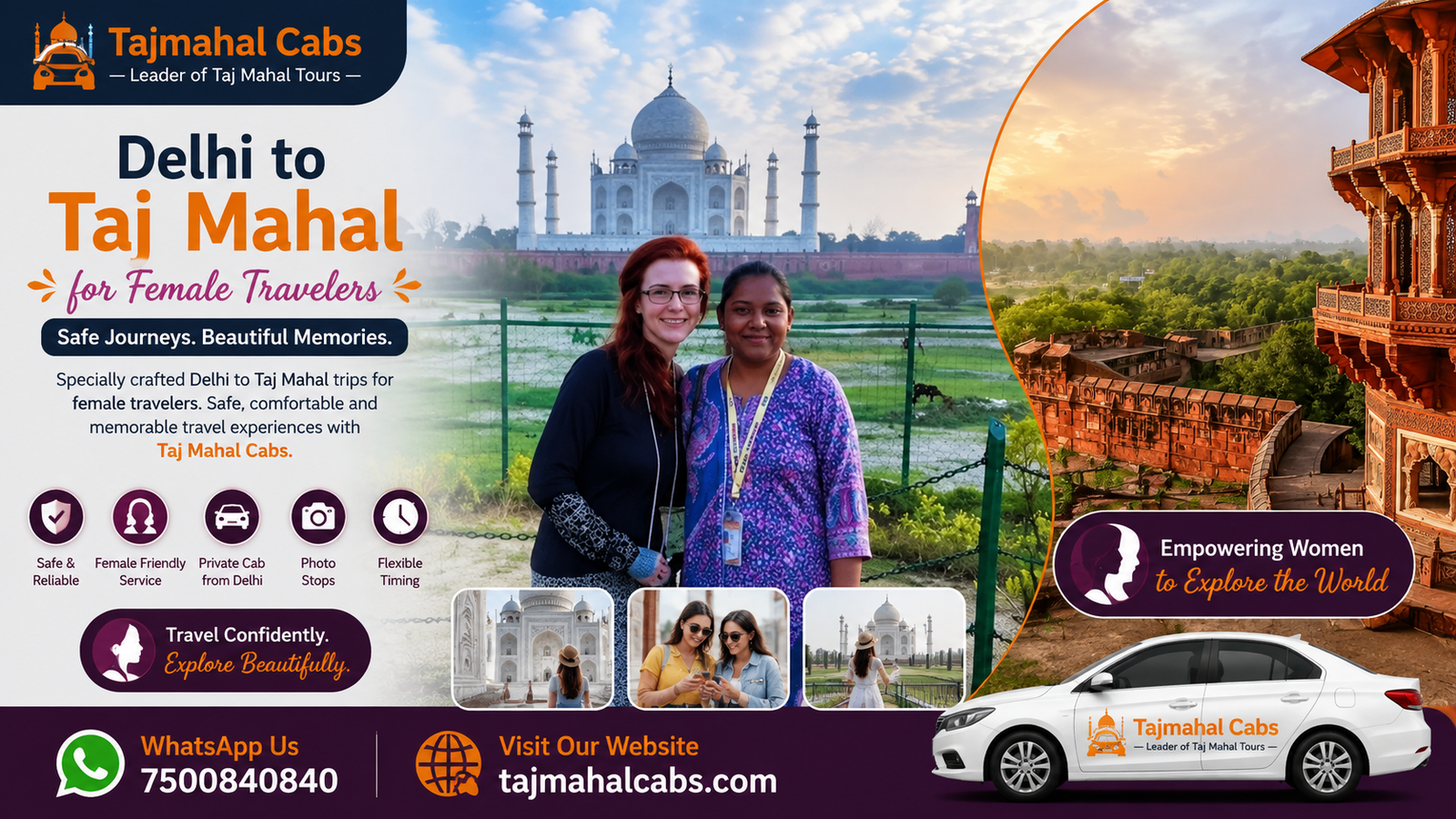 Delhi to Taj Mahal day trip for female travelers from Delhi