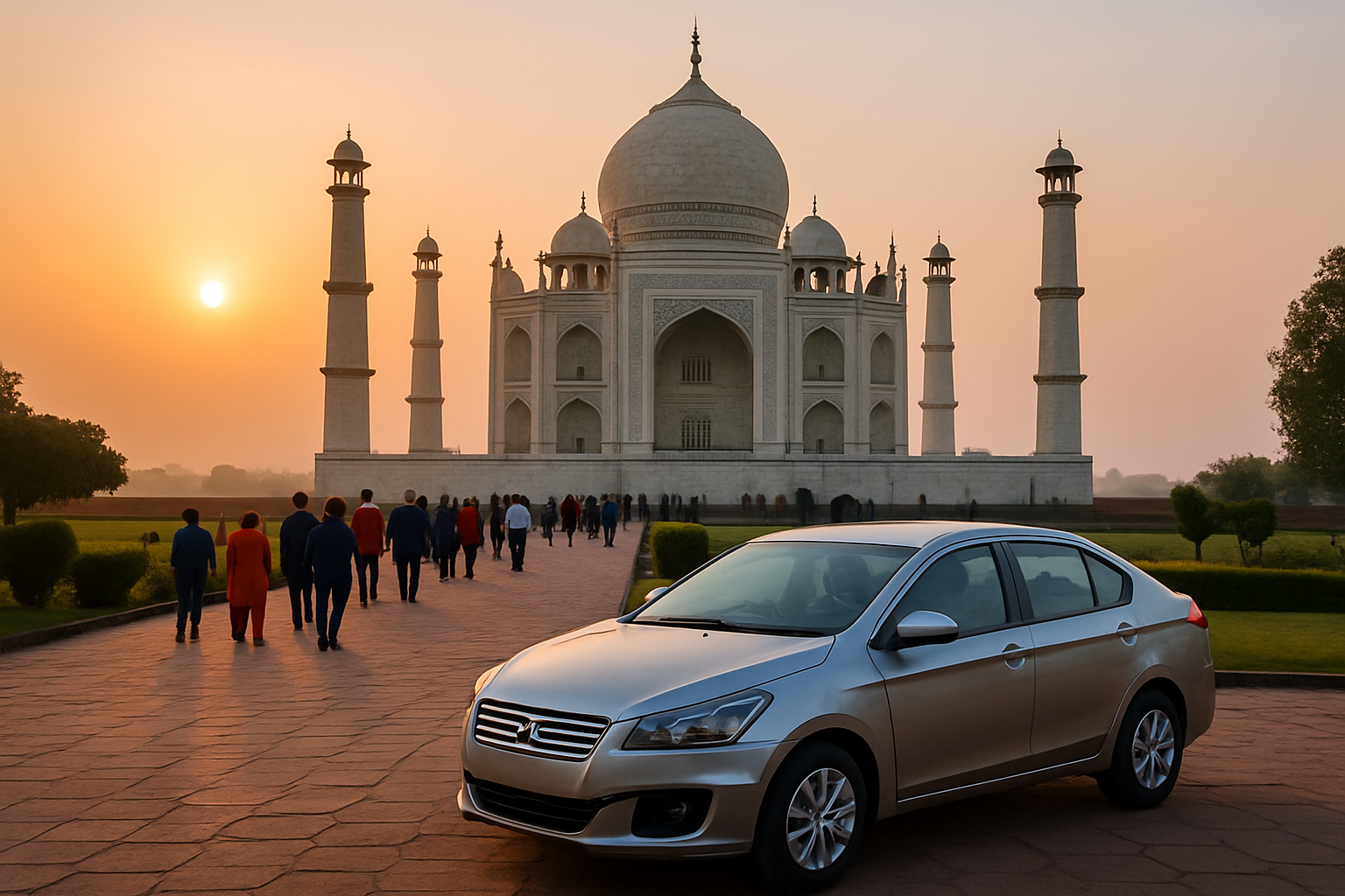 Private Airport Taxi in Agra for comfort and safety with car near Taj Mahal
