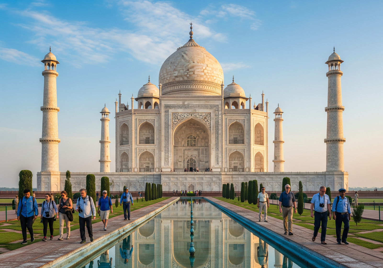 Is Taj Mahal safe for tourists with visible security and foreign visitors exploring peacefully