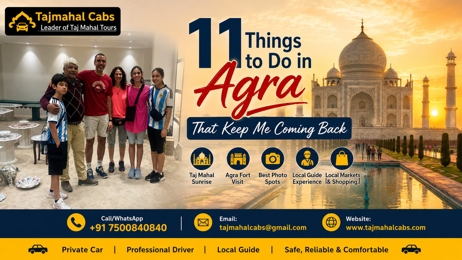 Things to Do in Agra featuring sunrise view of Taj Mahal with golden light and peaceful gardens